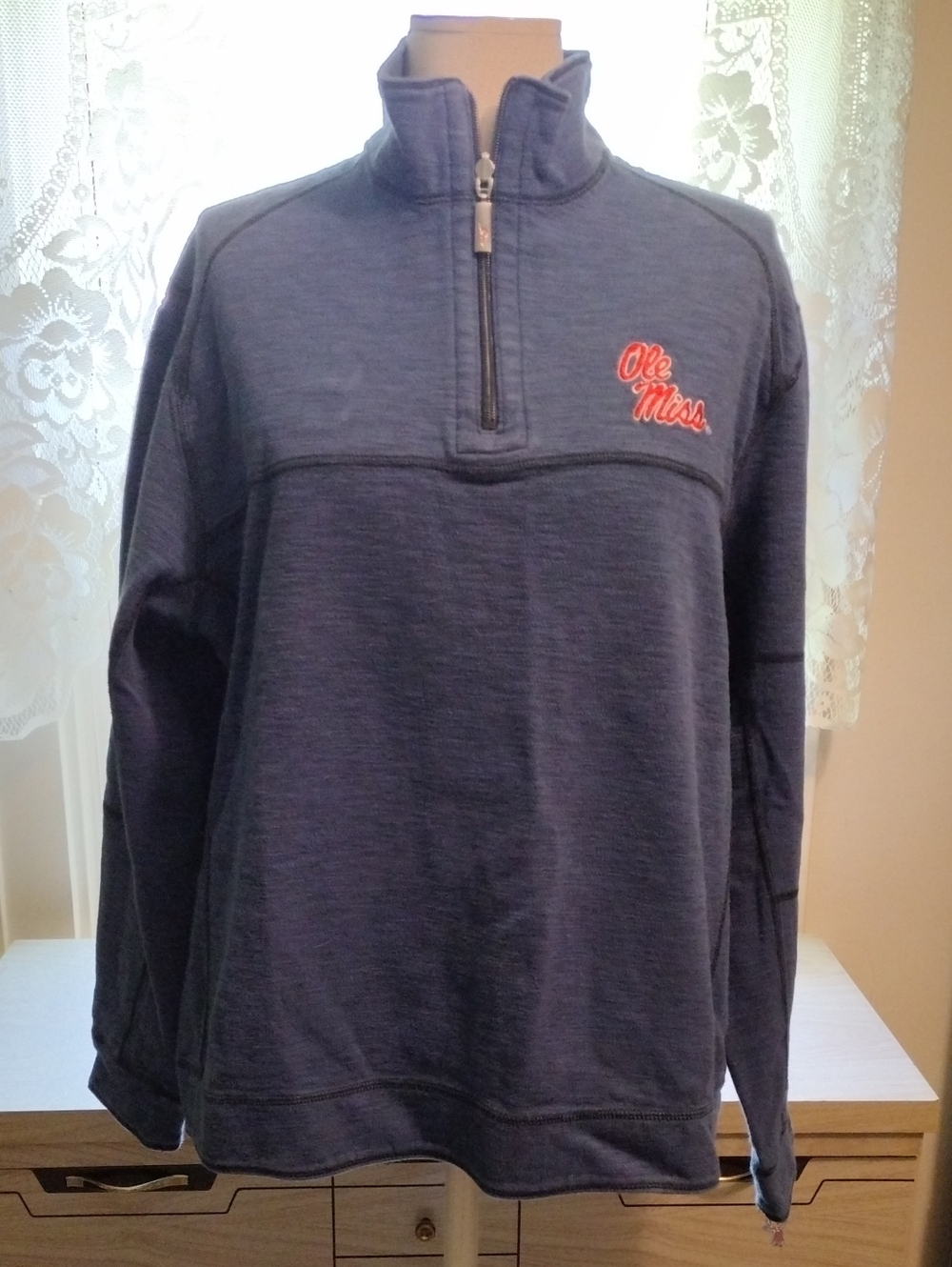 Tommy Bahama Ole Miss Navy Quarter-Zip Pullover Size M